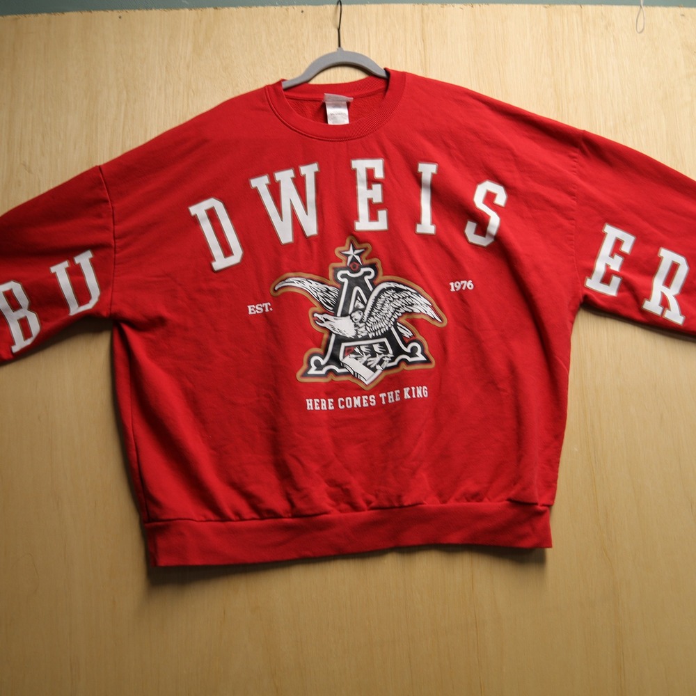 Budweiser Red Graphic Sweatshirt XXL Anheuser-Busch Eagle Logo Pullover